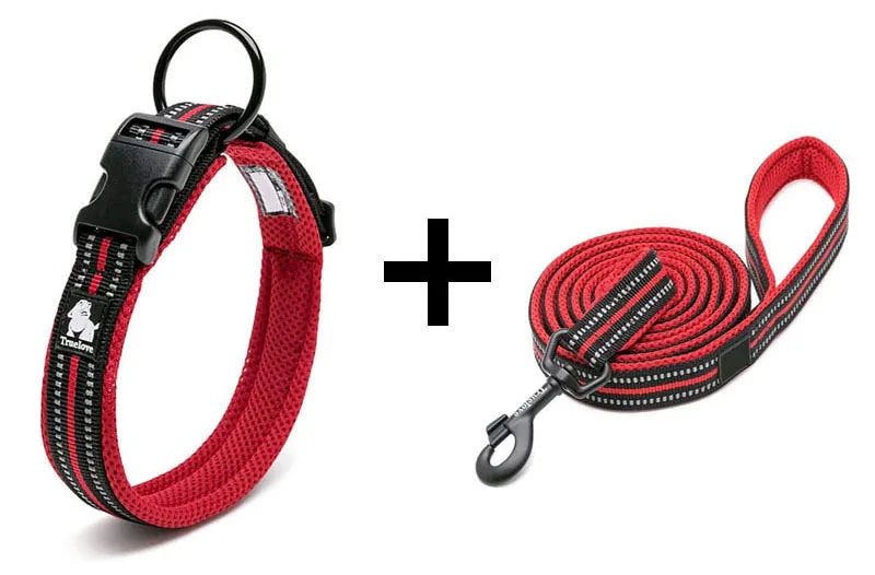 Truelove Mesh Nylon Dog Collar & Leash Set - Red