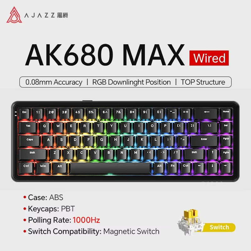 AJAZZ AK680 Max Mechanical Keyboard - Hall Effect Switch 60% - Red