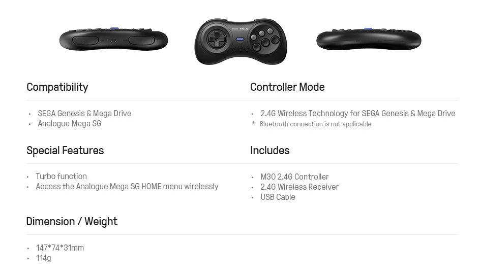 8BitDo M30 2.4G Wireless Gamepad for Sega Genesis image 11