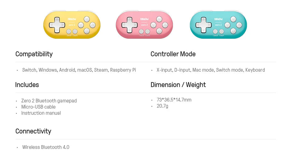 8BitDo Zero 2 Bluetooth Gamepad for Switch & PC image 10