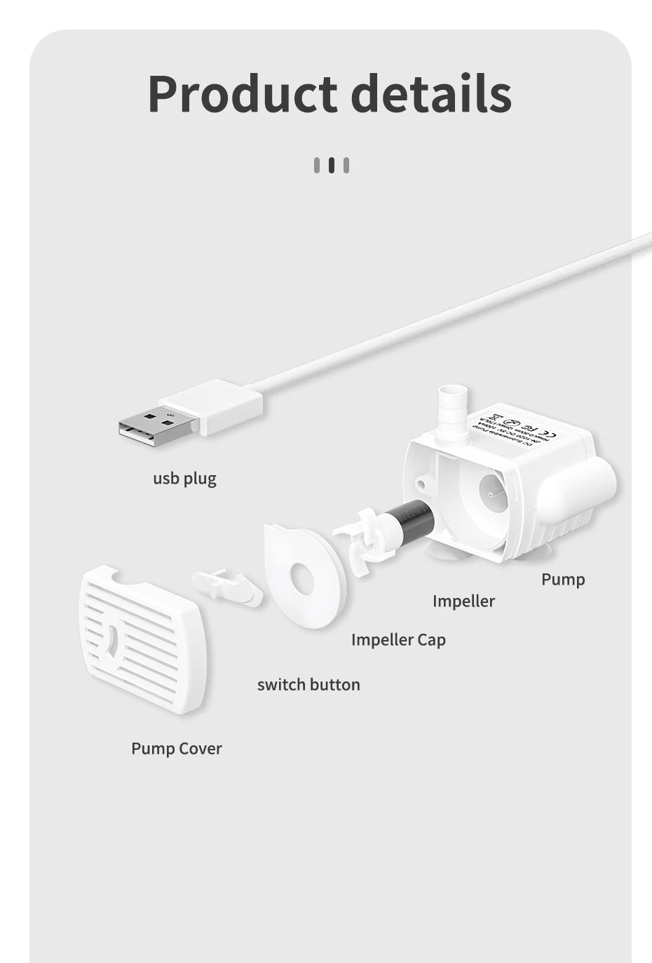 ROJECO Cat Water Fountain Replacement Pump image 16