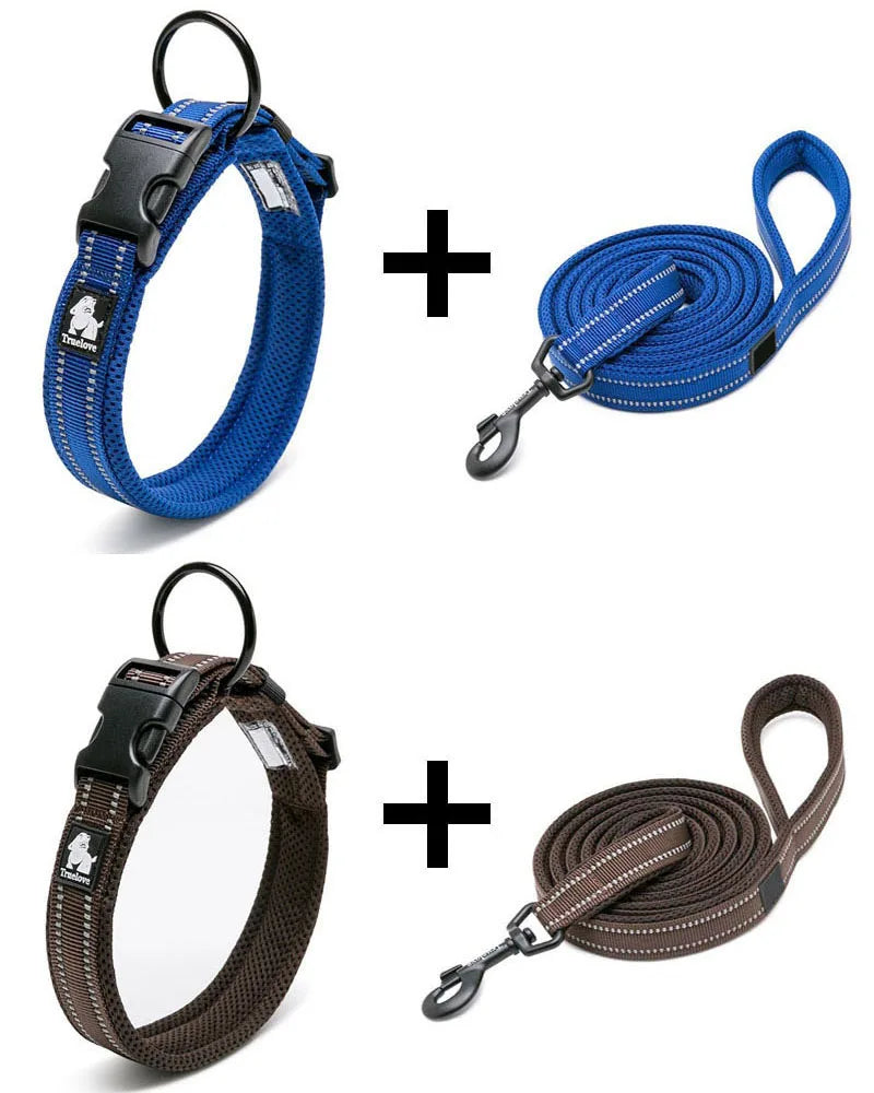 Truelove Mesh Nylon Dog Collar & Leash Set - Blue