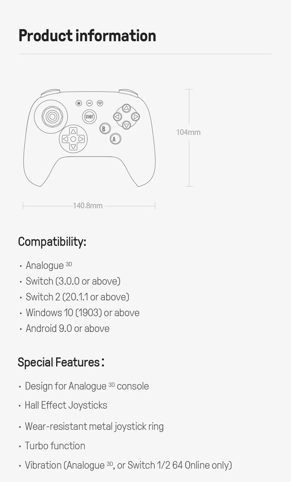 8BitDo 64 Bluetooth Controller for Analogue 3D & Switch image 13