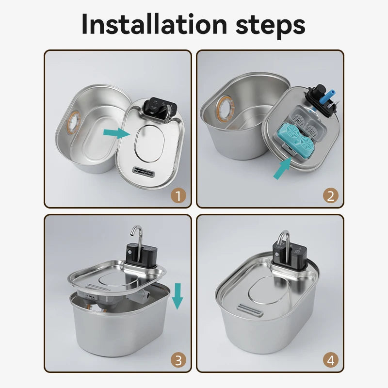ROJECO 3.2L Stainless Steel Cat Fountain Replacement Filter image 5