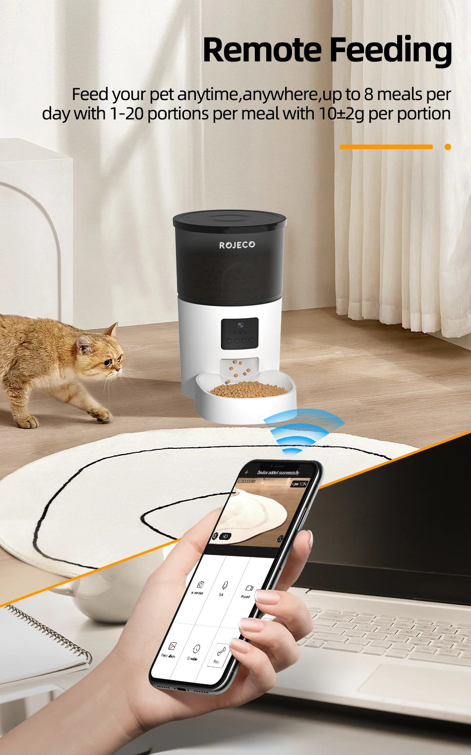 ROJECO Automatic Cat Feeder with Camera image 13