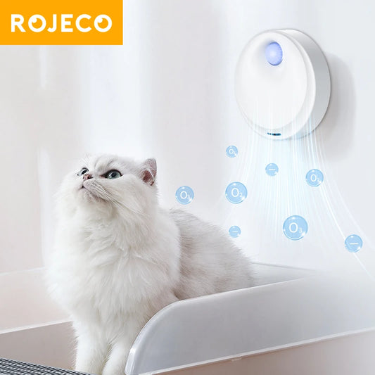 ROJECO Smart Cat Litter Box Odor Purifier - White