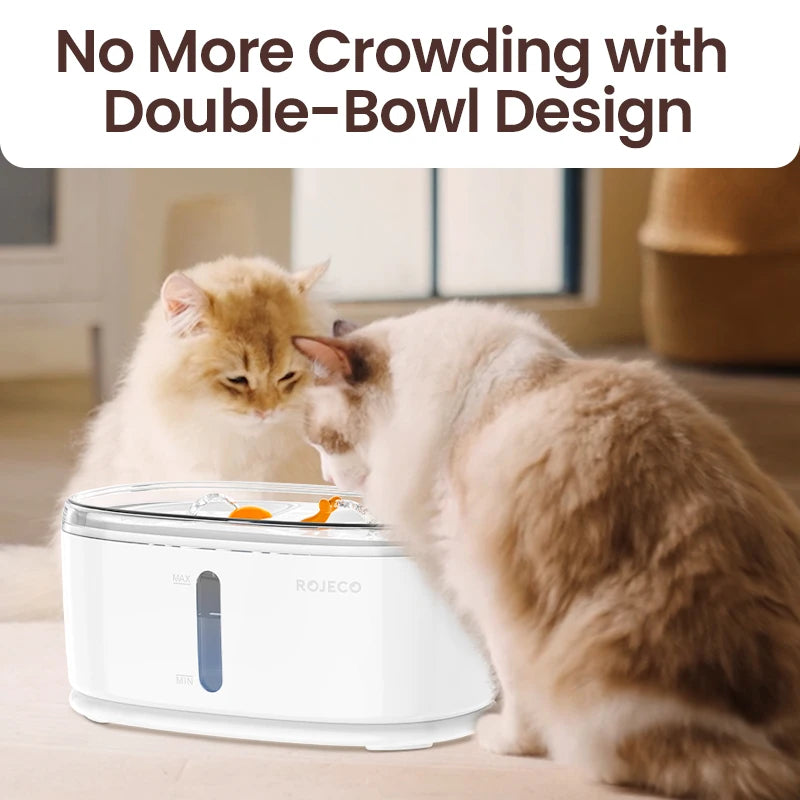 ROJECO Automatic Pet Water Fountain Dual Bowls Cat Water