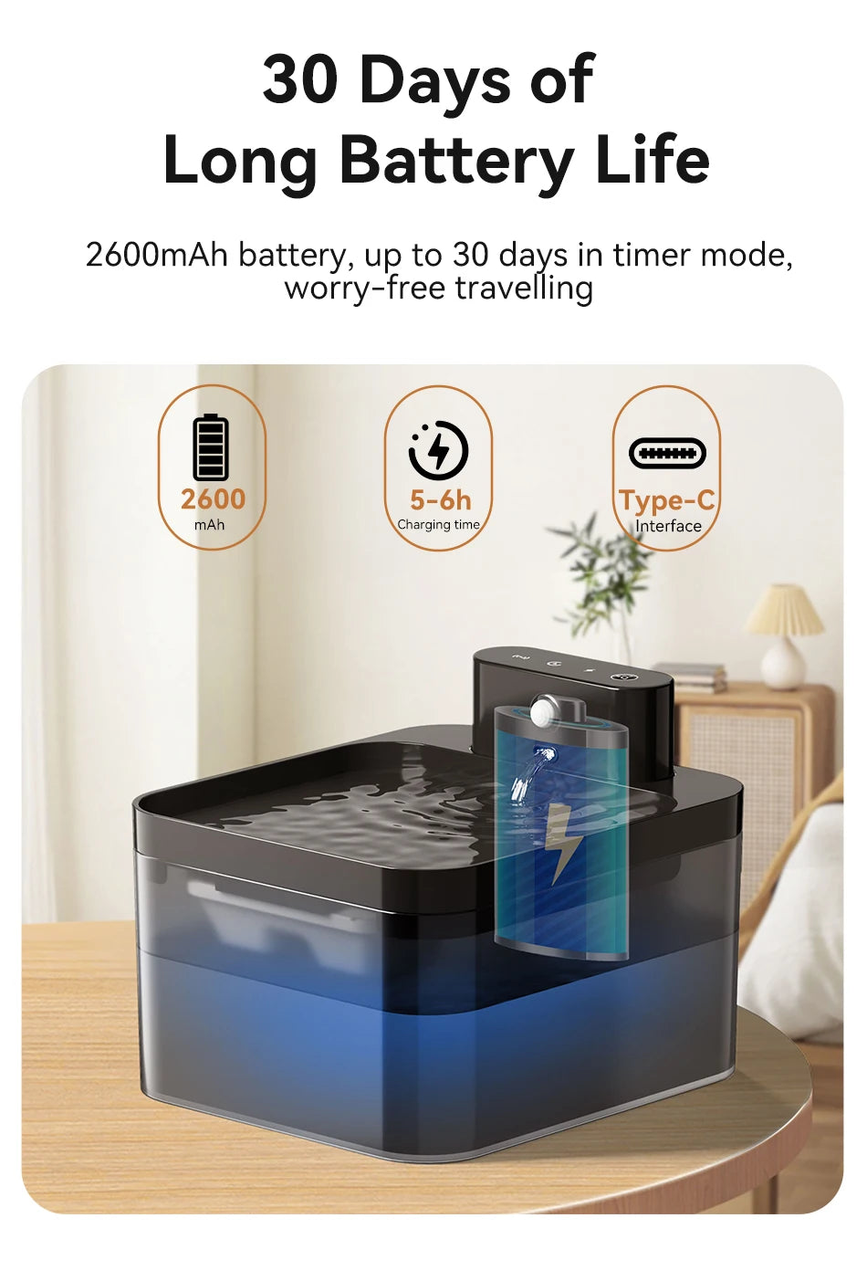 ROJECO Wireless Automatic Cat Water Fountain image 16