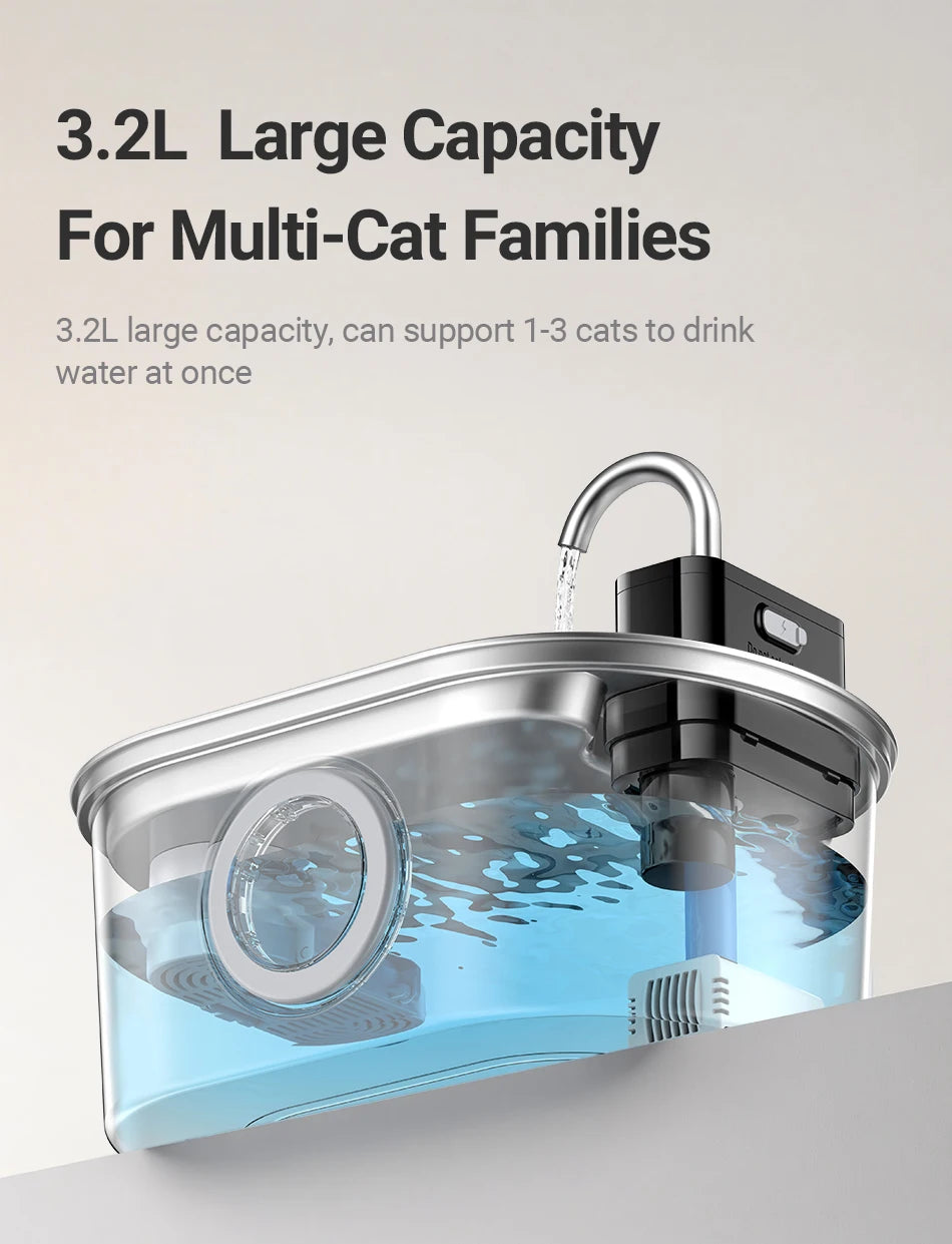 ROJECO Wireless Sensor Stainless Steel Cat Water Fountain image 17