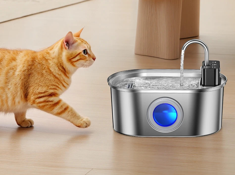 ROJECO Wireless Sensor Stainless Steel Cat Water Fountain image 12