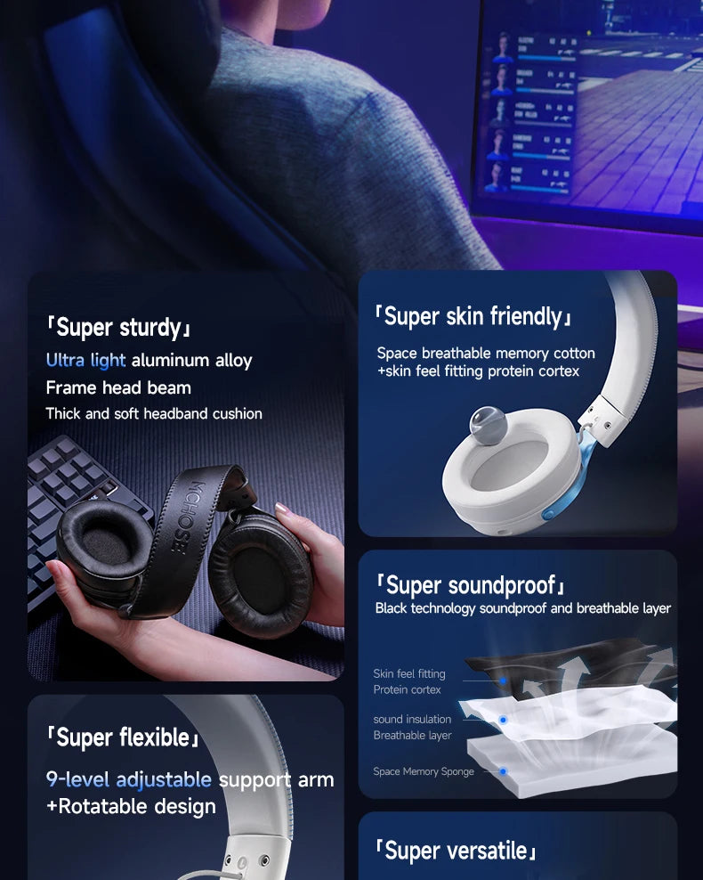 MCHOSE V9 Pro Tri-Mode Gaming Headset with Microphone image 17