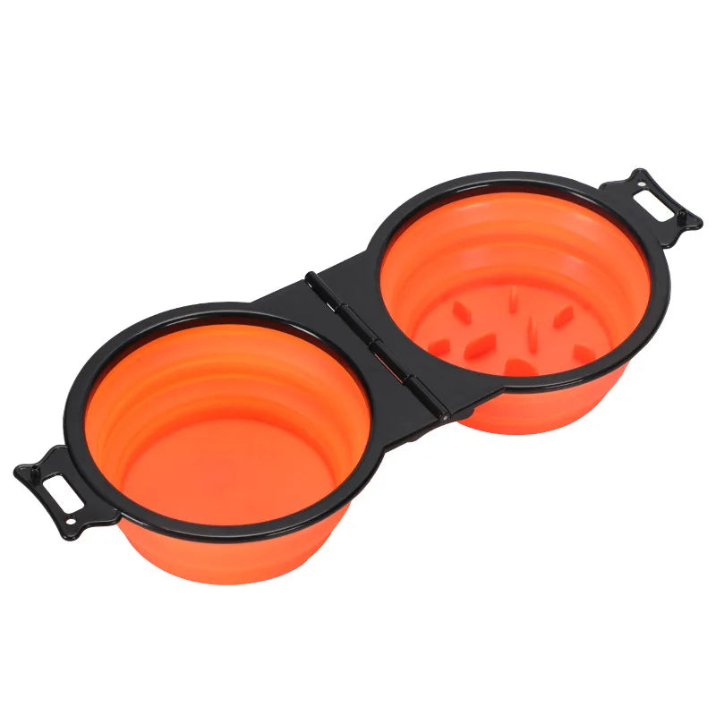 2-in-1 Foldable Dual Pet Feeding Bowl for Travel & Outdoor Use