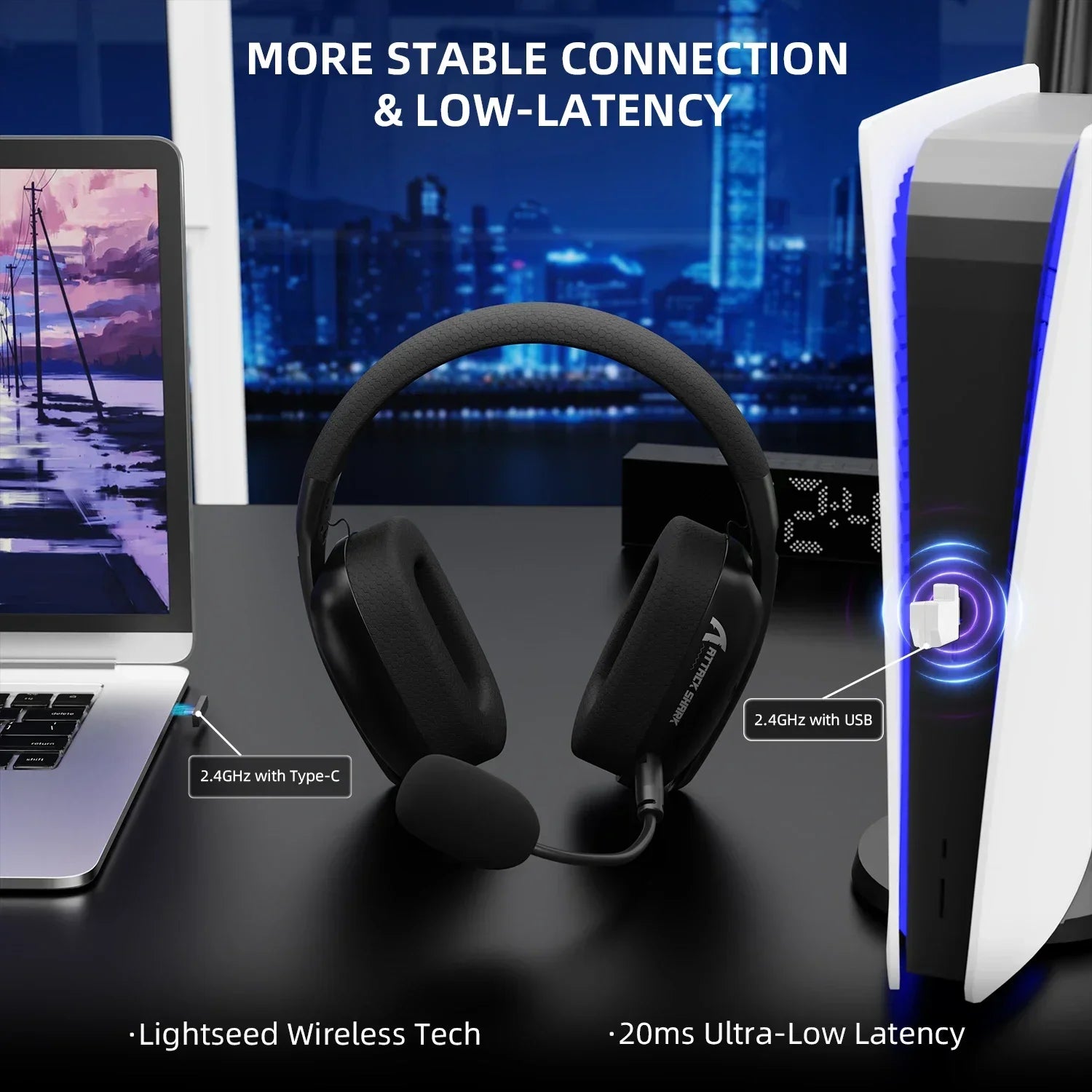 Attack Shark L80 Pro Wireless Gaming Headset (2.4G/BT/Wired) image 4