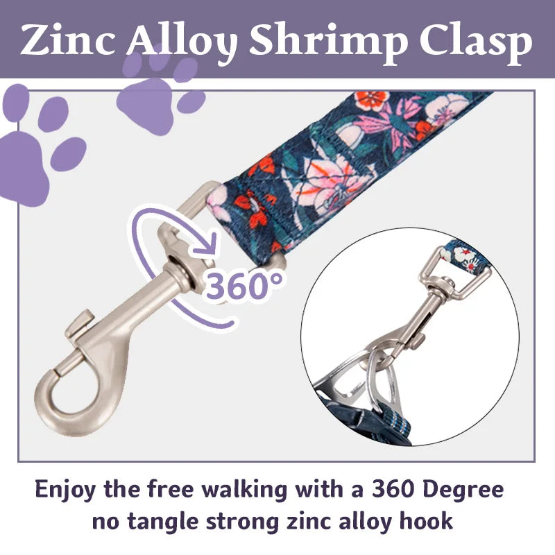 Truelove Nylon Double Handle Padded Dog Leash - Blue