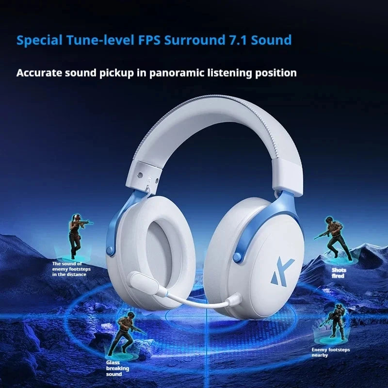 MCHOSE V9 Pro Wireless Gaming Headphones - Silver White