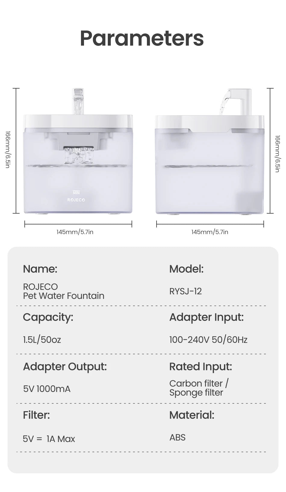 ROJECO Smart Automatic Cat Water Fountain image 18