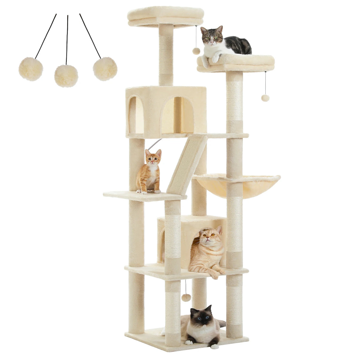 Large Multi-Level Plush Cat Tree Tower for Indoor Cats image 59