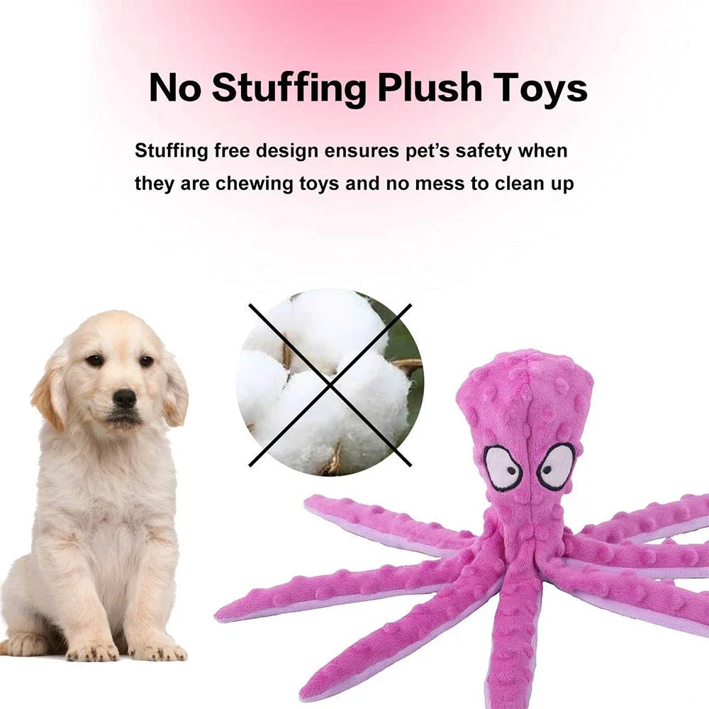 Octopus Squeaky Dog Toy - No Stuffing Crinkle Plush image 6