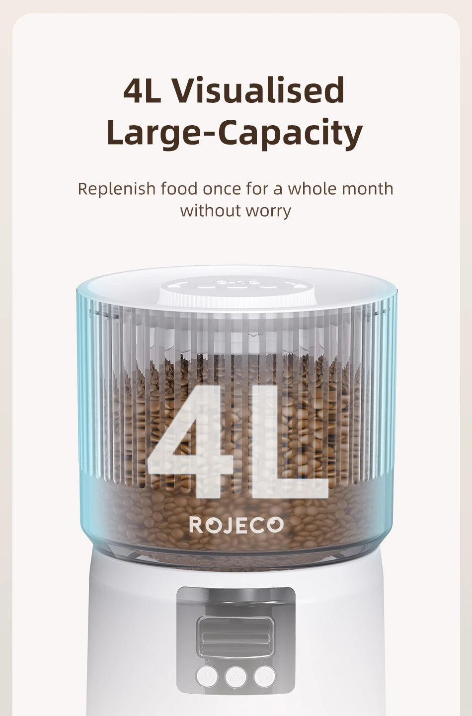 ROJECO Automatic Cat Feeder With 1080P HD Camera Video Smart Cat