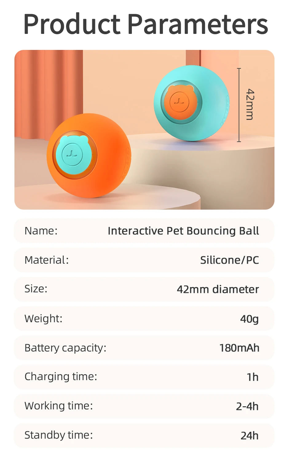 ROJECO Smart Interactive Cat Bouncing Ball Toy image 18