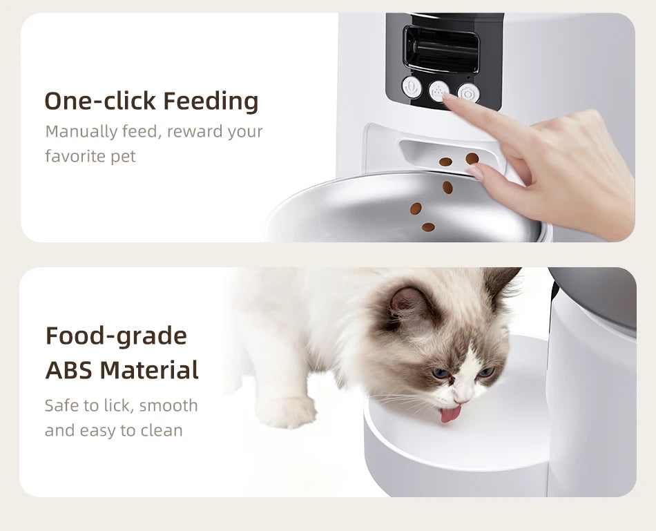 ROJECO Automatic Cat Feeder With 1080P HD Camera Video Smart Cat