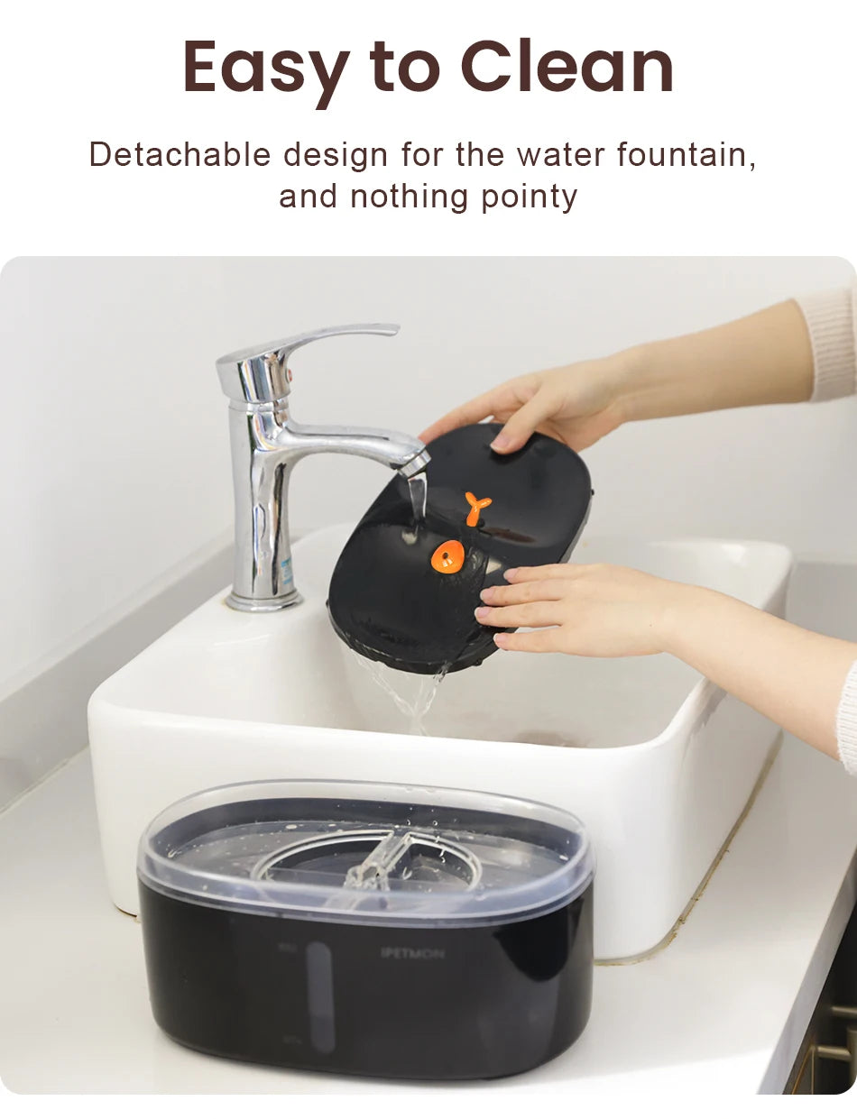 ROJECO Automatic Cat Water Fountain Dual bowls Wireless Pet