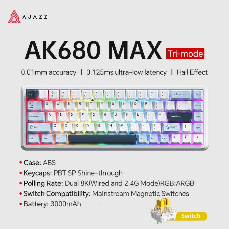 AJAZZ AK680 Max Magnetic Mechanical Keyboard 60% - Black