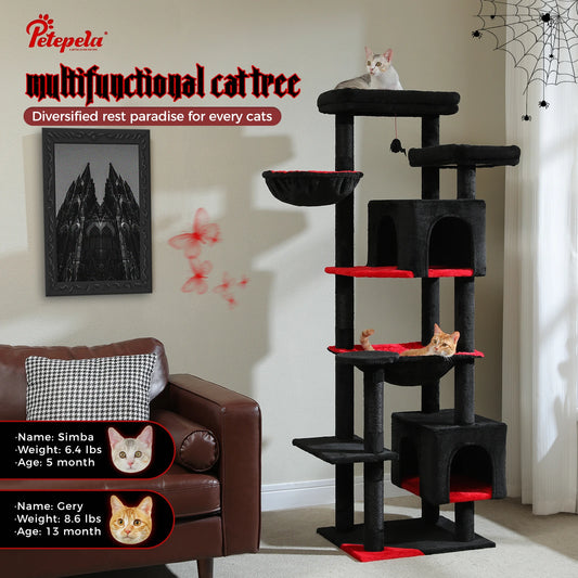 Tall Cat Tree Tower for Indoor Cats with Large Platforms