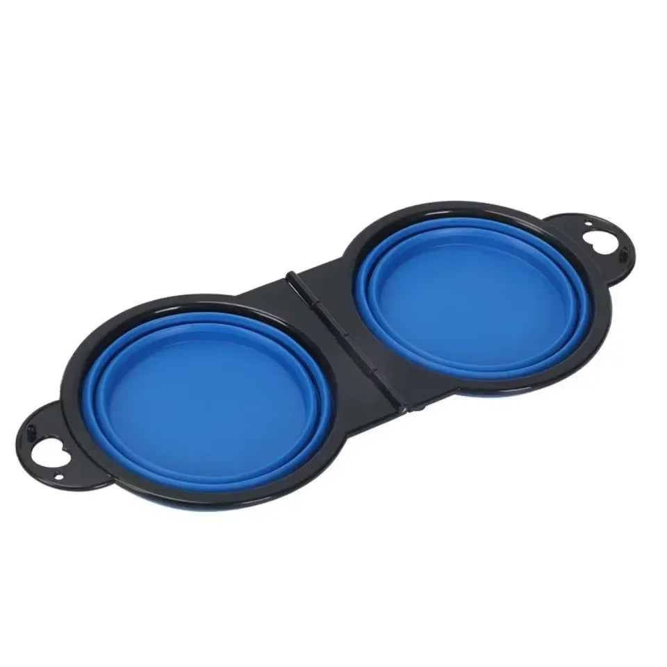 2-in-1 Foldable Dual Pet Feeding Bowl for Travel & Outdoor Use