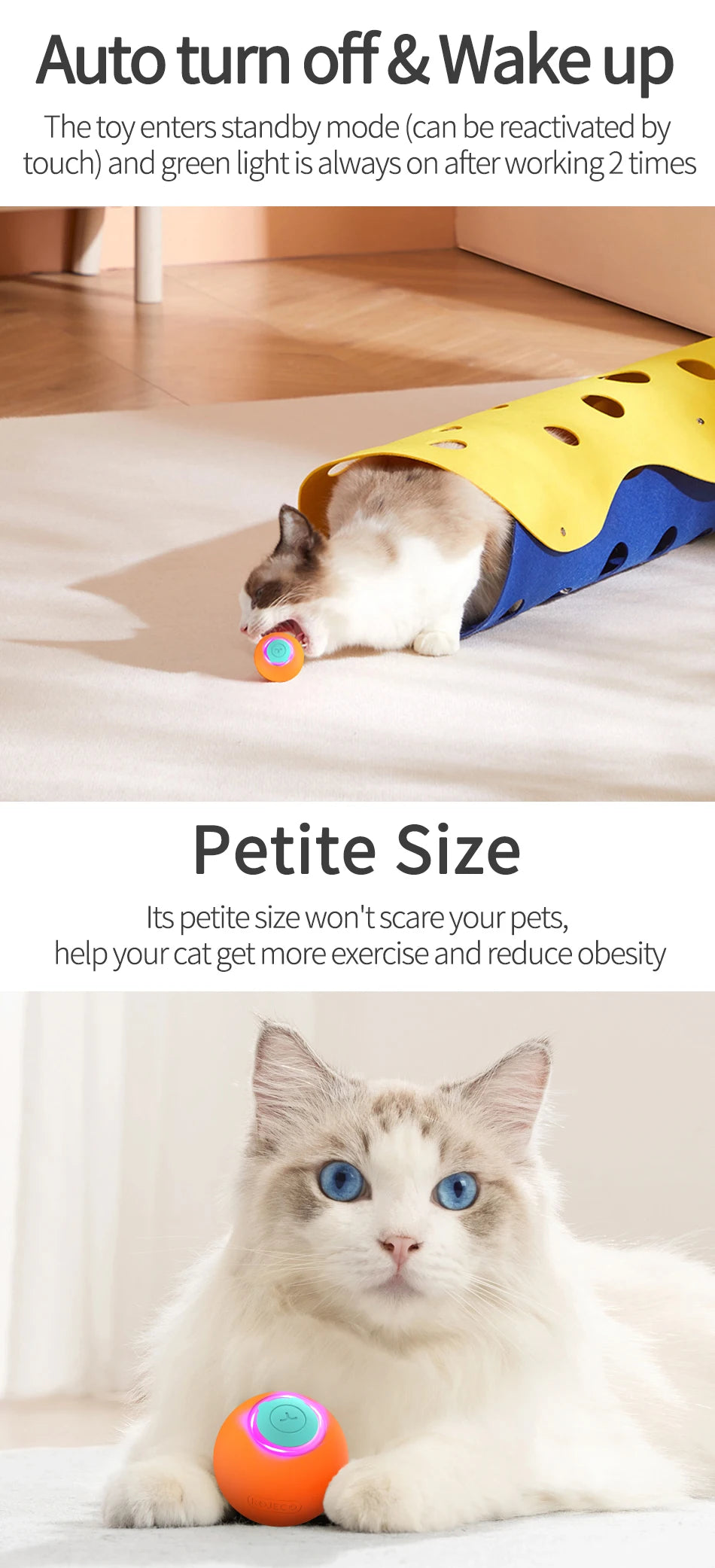ROJECO Smart Interactive Cat Bouncing Ball Toy image 16