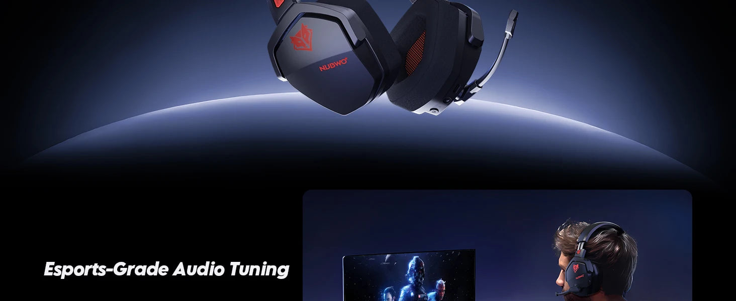 NUBWO G06 Dual Wireless Gaming Headset with Microphone (2.4GHz) - Black Purple