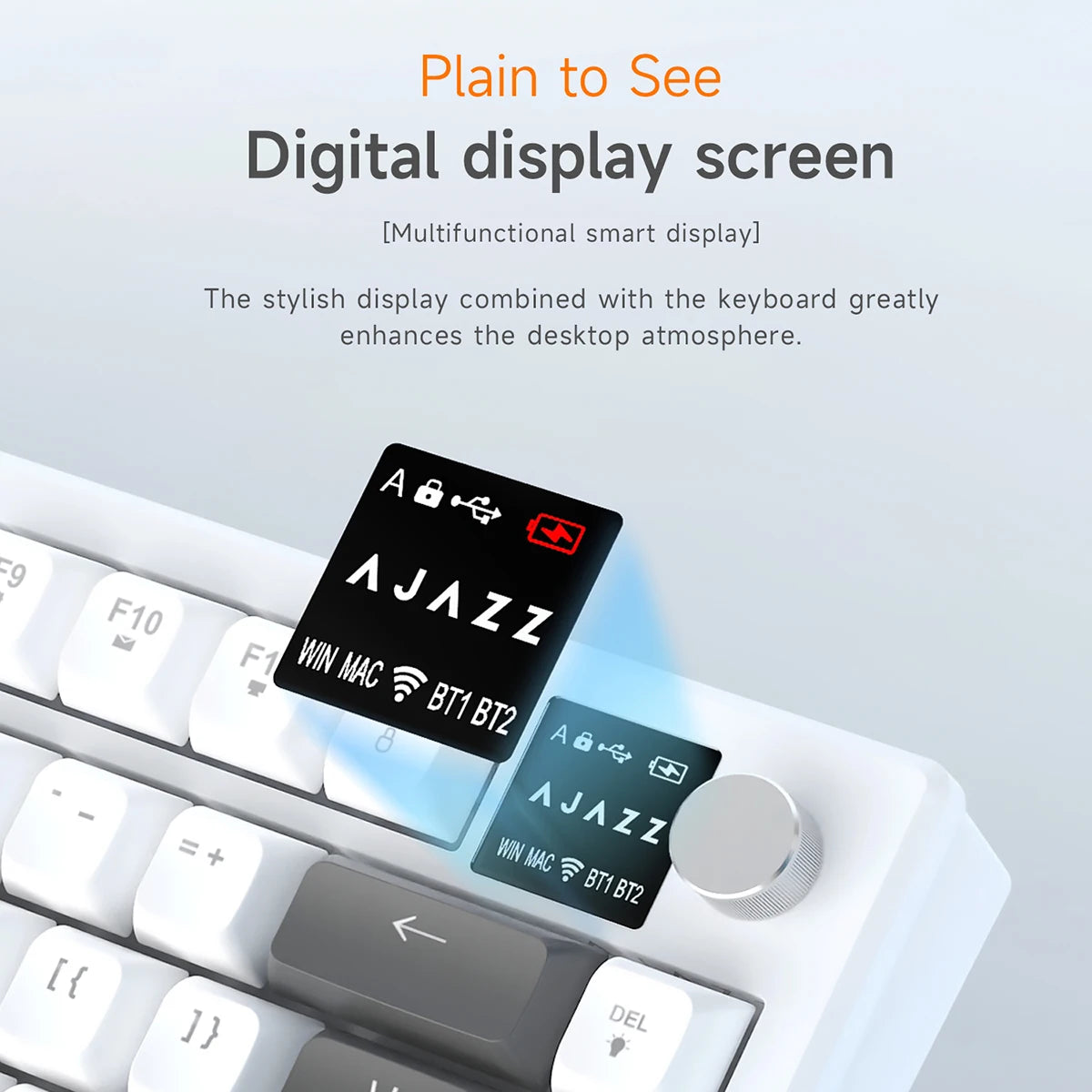 AJAZZ AF82 Low-Profile Wireless RGB Keyboard - Gray White