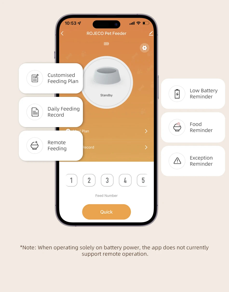 ROJECO Automatic Cat Feeder With 1080P HD Camera Video Smart Cat