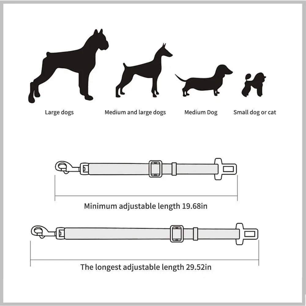 Adjustable Pet Car Seat Belt for Dogs & Cats - Black