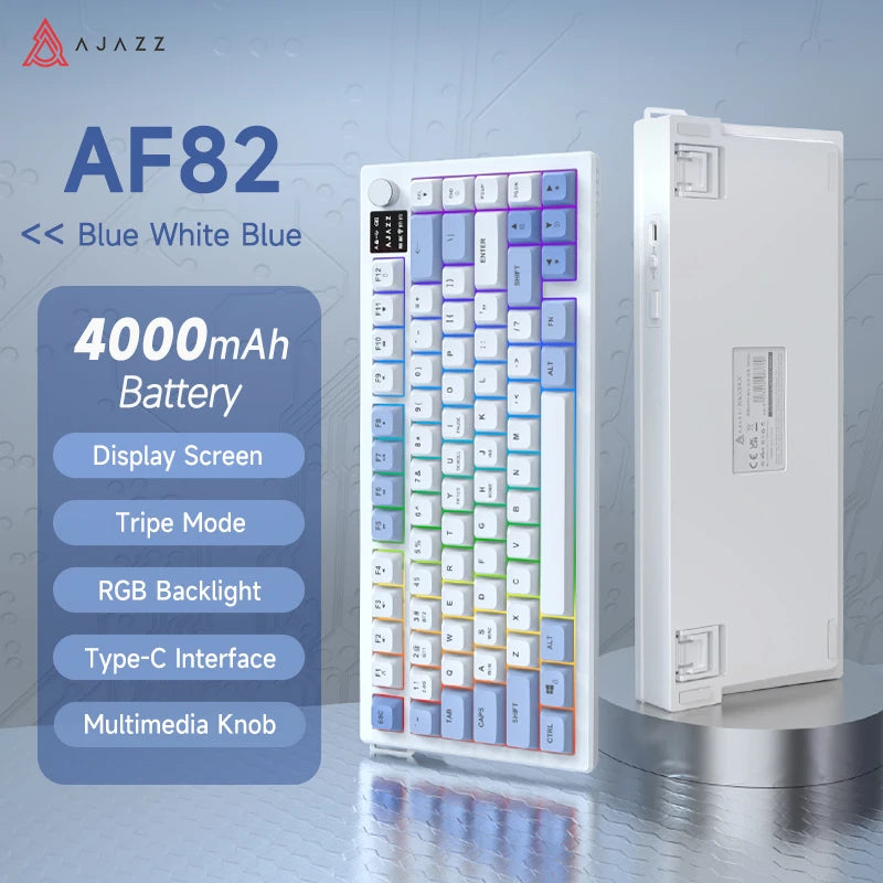 AJAZZ AF82 Low-Profile Wireless RGB Keyboard - White Red