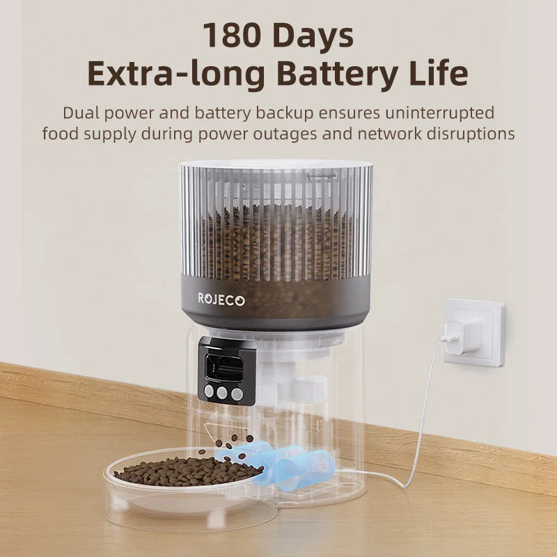 ROJECO Automatic Cat Feeder With 1080P HD Camera Video Smart Cat