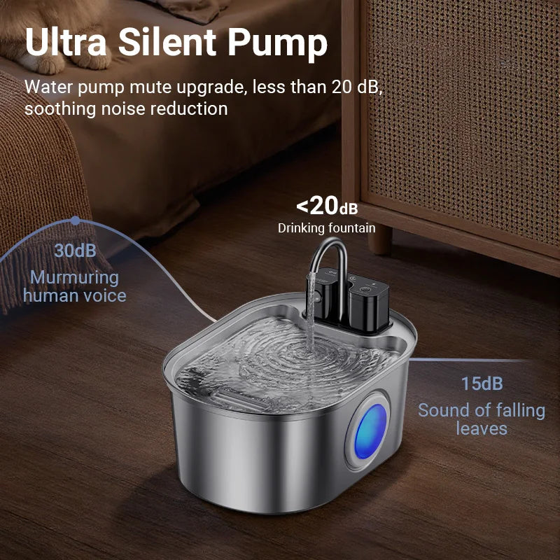 ROJECO Wireless Sensor Stainless Steel Cat Water Fountain image 6