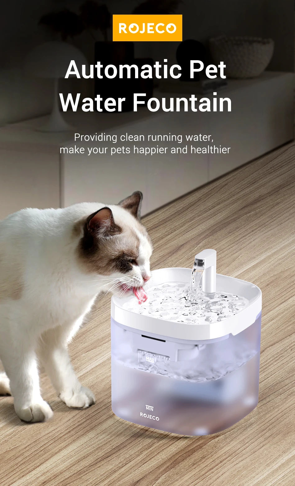 ROJECO Smart Automatic Cat Water Fountain image 7
