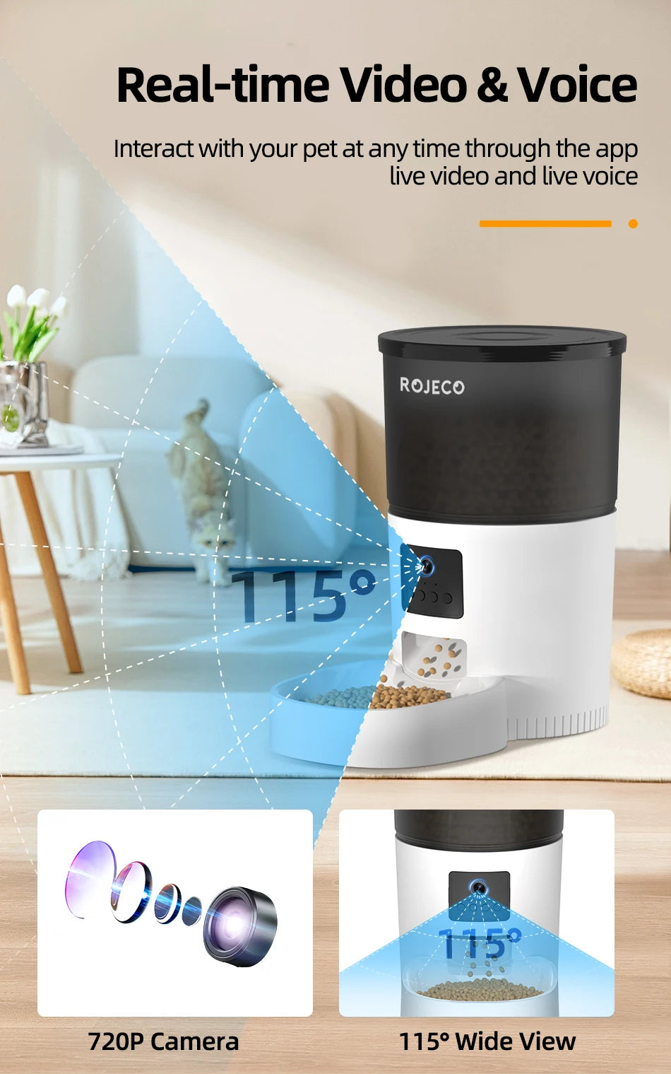 ROJECO Automatic Cat Feeder with Camera image 11