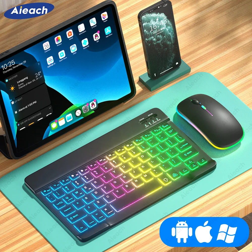 Wireless Keyboard & Mouse Combo for Android iOS Windows - White