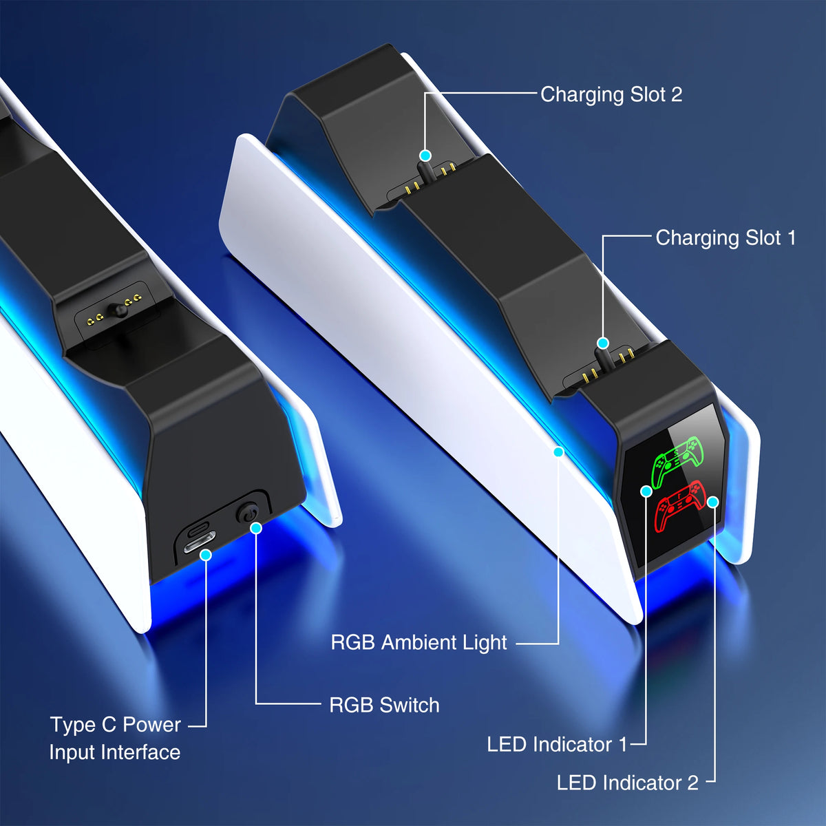PS5 Dual Controller Charging Station with LED image 6