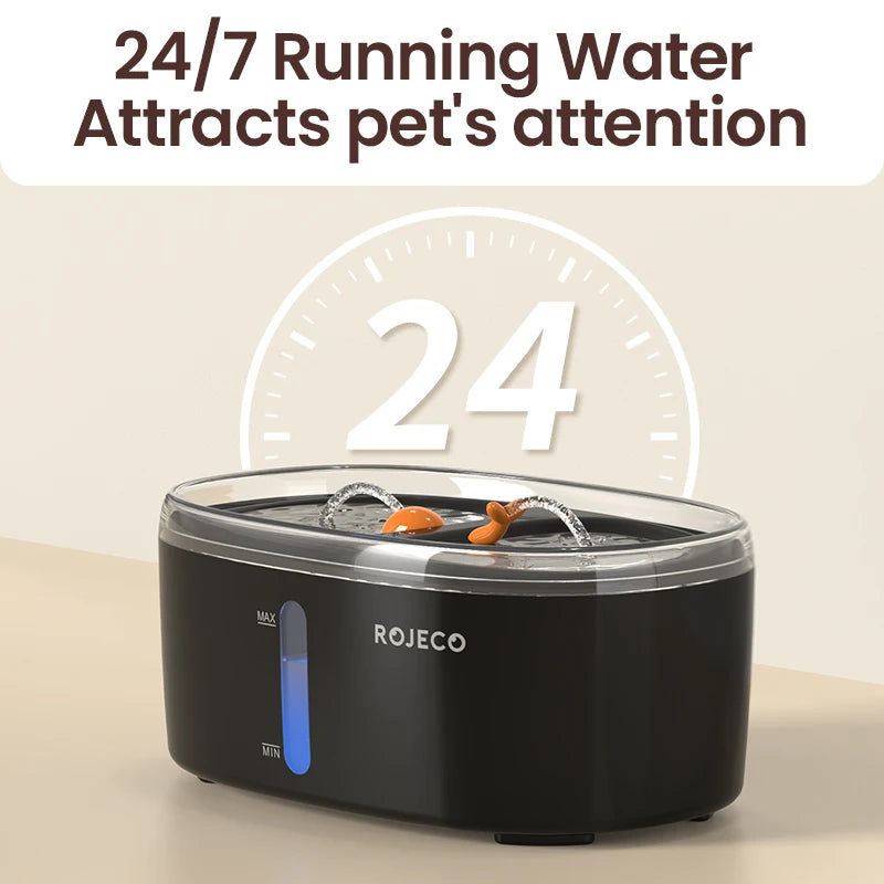 ROJECO Automatic Cat Water Fountain Dual bowls Wireless Pet