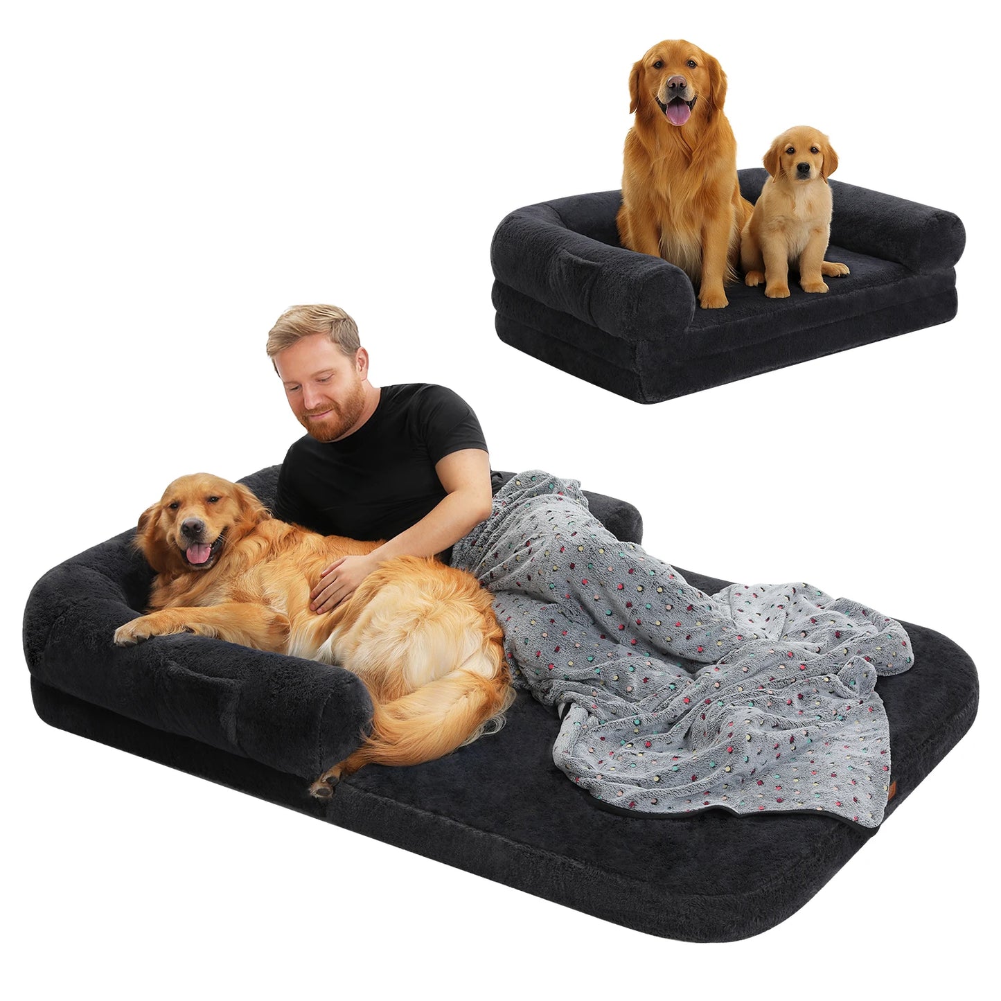 Foldable Plush Dog Couch Bed for Large Dogs image 9
