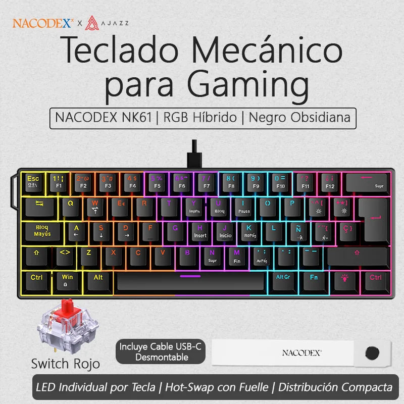 AJAZZ NK61 Wired Mechanical Gaming Keyboard 60% image 8