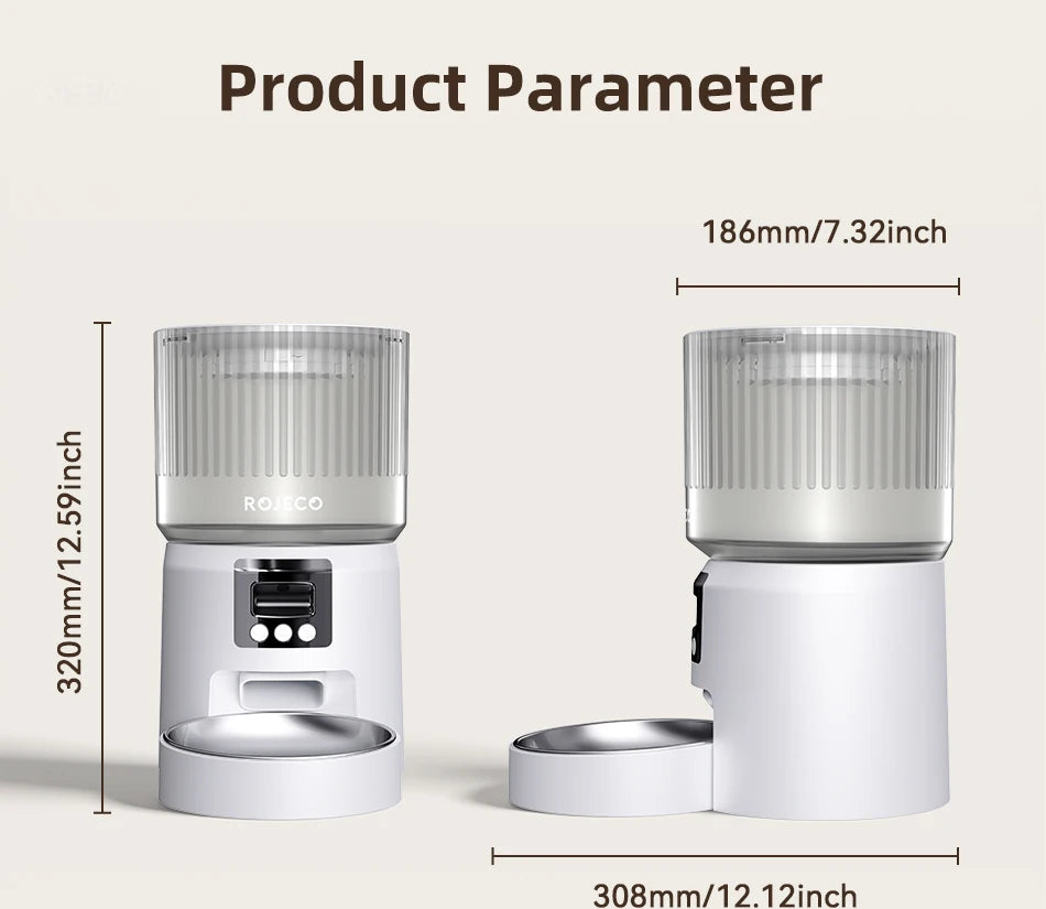 ROJECO Automatic Cat Feeder With 1080P HD Camera Video Smart Cat