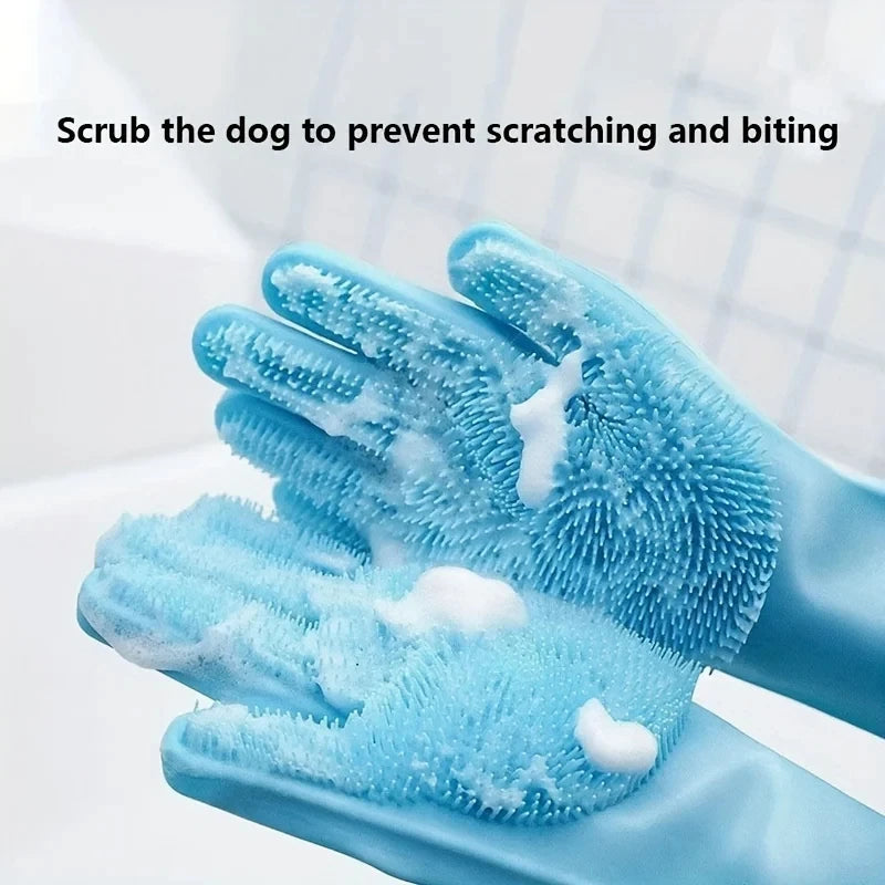 Pet Grooming Bath Gloves for Dogs & Cats - Pink