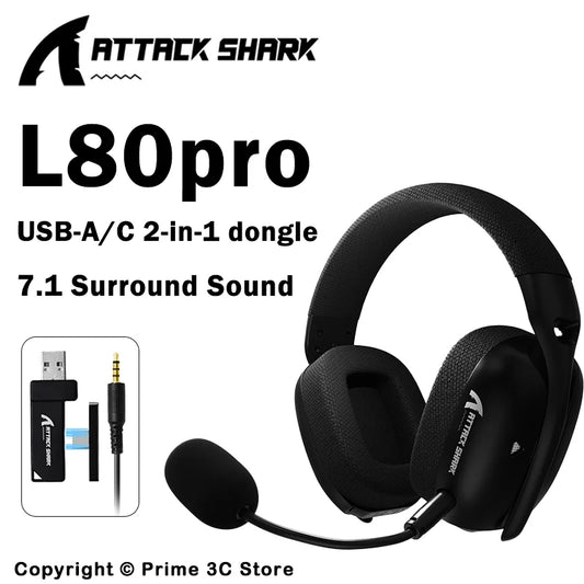 Attack Shark L80 Pro Wireless Gaming Headset (2.4G/BT/Wired) - White
