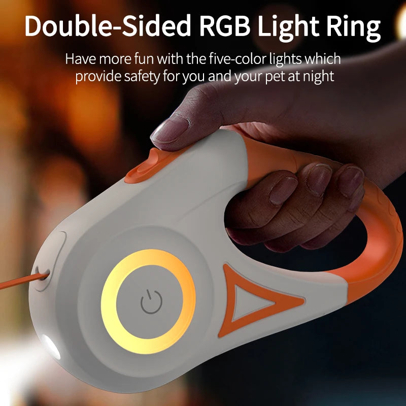 ROJECO LED Retractable Dog Leash - Orange