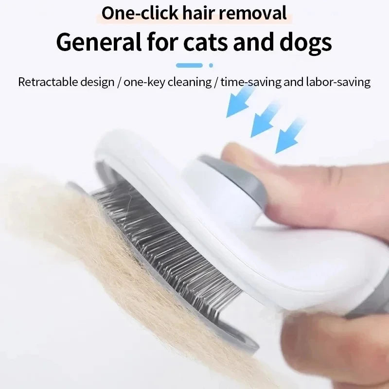 Self-Cleaning Pet Hair Remover Brush for Dogs & Cats - Pink