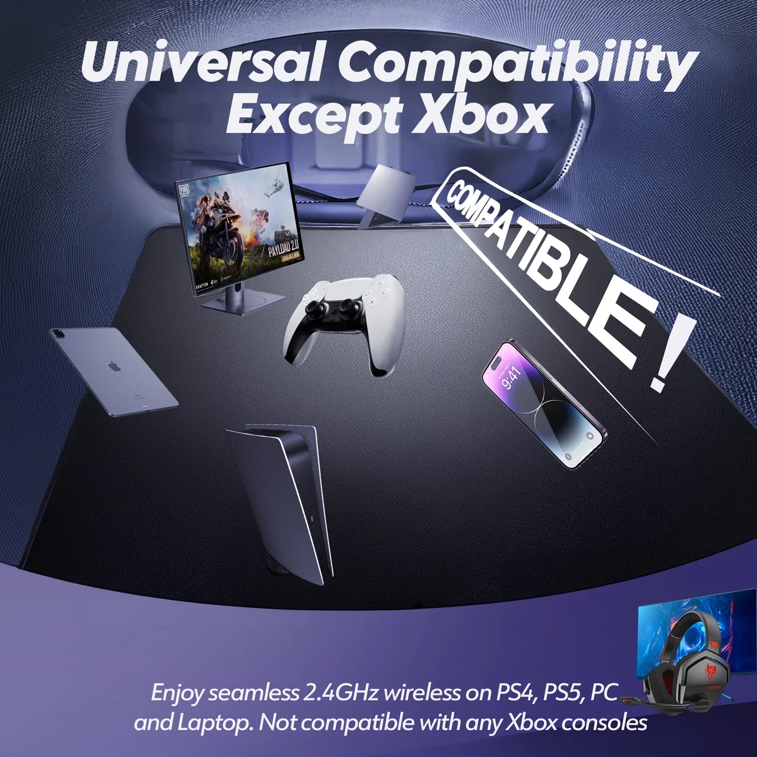 NUBWO G06 Dual Wireless Gaming Headset with Microphone (2.4GHz) - Green